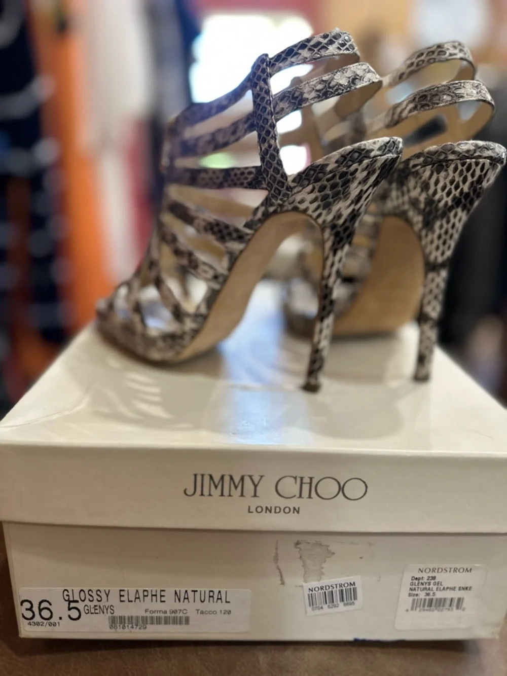 Jimmy Choo Snake-Print Strappy High Heel Sandals in size 36.5 - Picture 4 of 8
